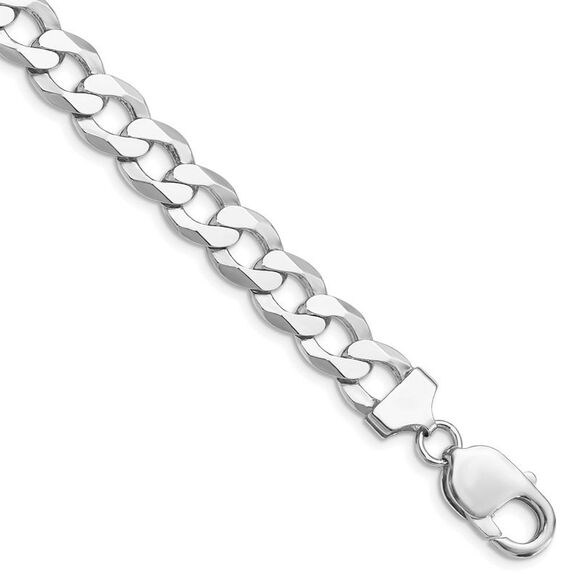 Kazi Luxury Sterling Silver Rhodium-plated 9.75mm Flat Curb Chain